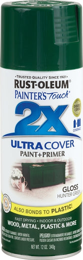 2X Ultra Cover 334034 Spray Paint, Gloss, Hunter Green, 12 oz, Can